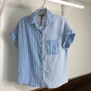 NWT Ninety Clothing Co. Blue Striped Button Down Shirt- M